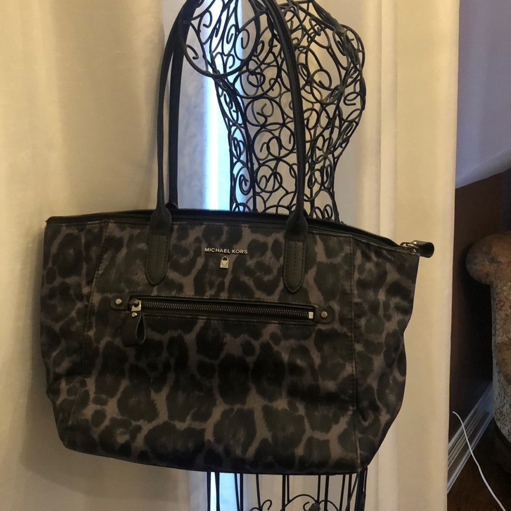 Michael Kors Black Leopard Print Tote Bag